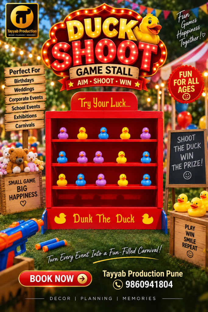 Duck shoot game for kids at birthday parties and events in Pune