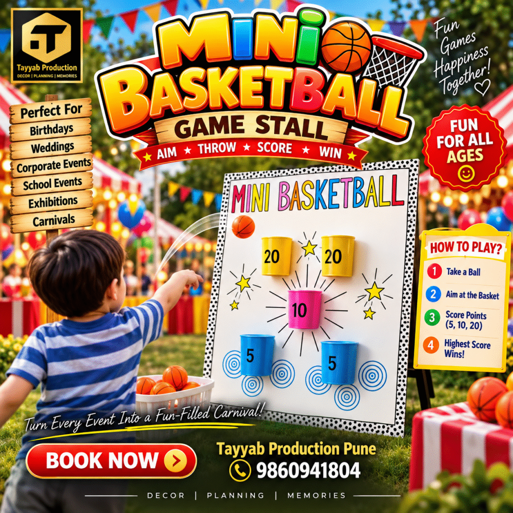 Mini basketball game for kids at birthday parties and events in Pune