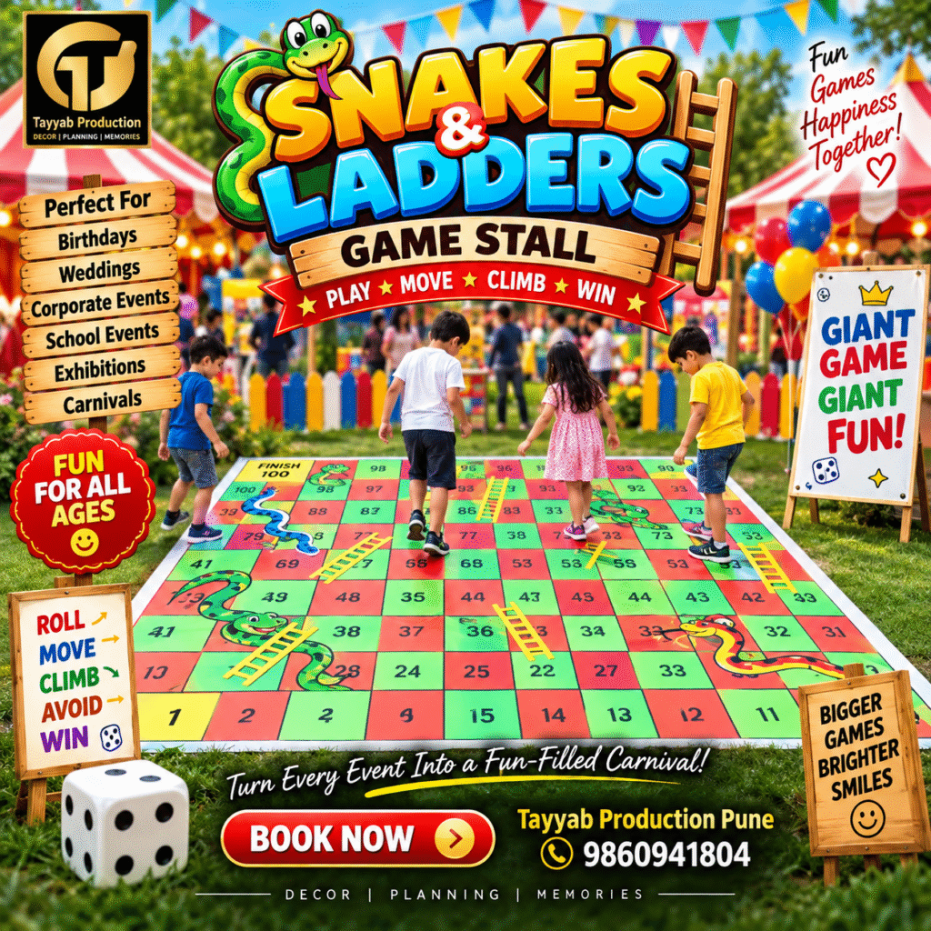 Snakes and ladders giant game for kids at birthday parties and events in Pune