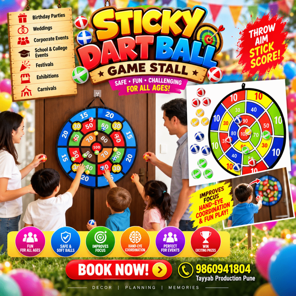 Dart ball game stall for kids birthday parties and events