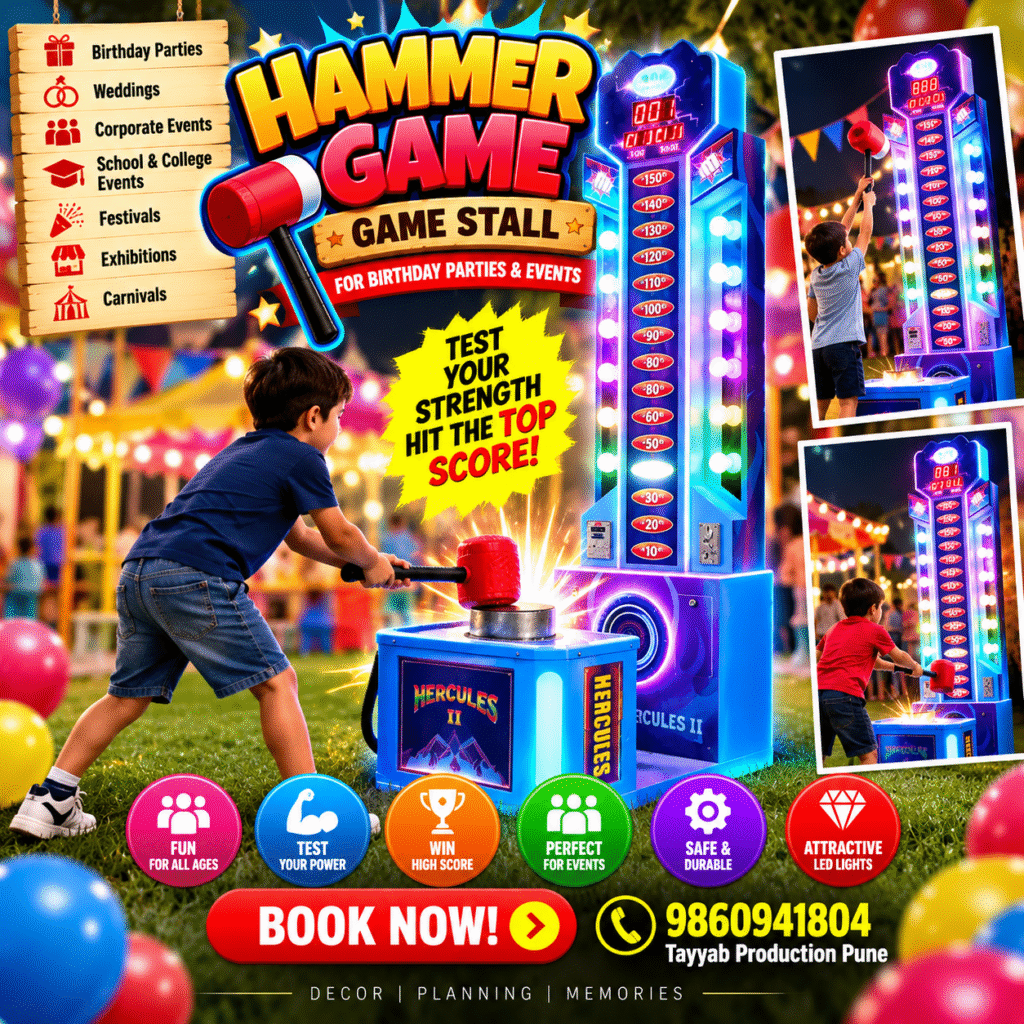 Hammer game stall for kids birthday parties and events