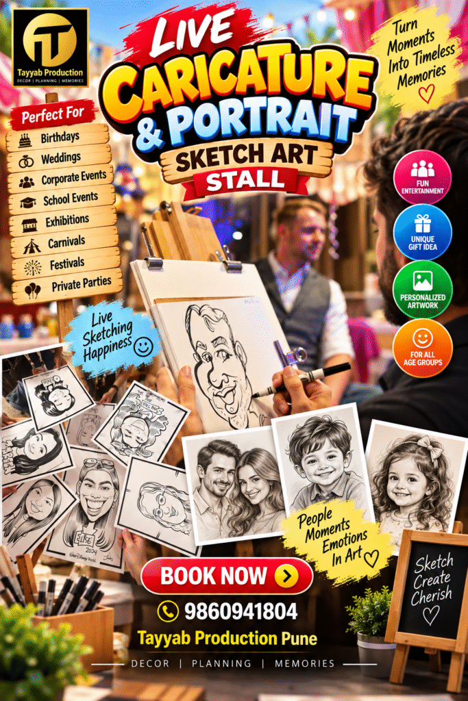 Live Caricature and Portrait Sketch Artist at Event in Pune | Tayyab Production