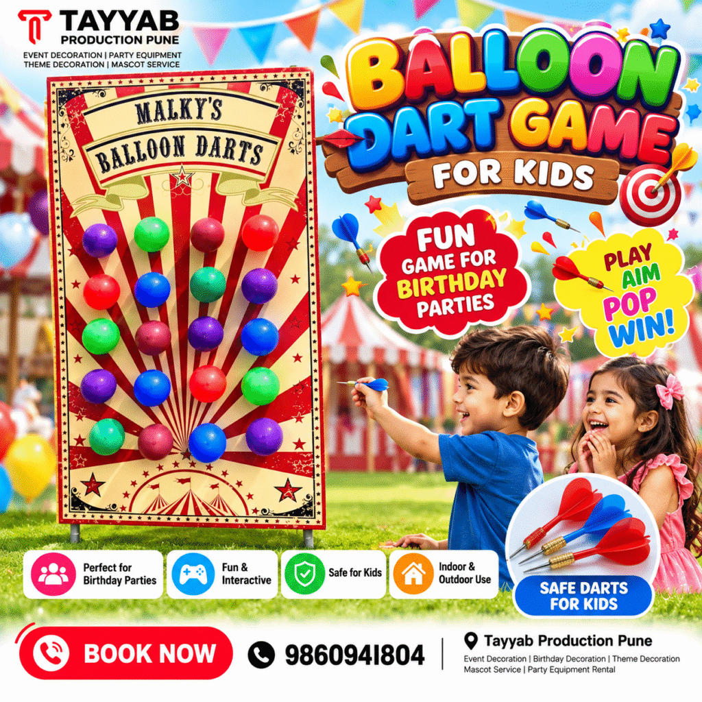 Balloon dart game for kids at birthday parties and events in Pune