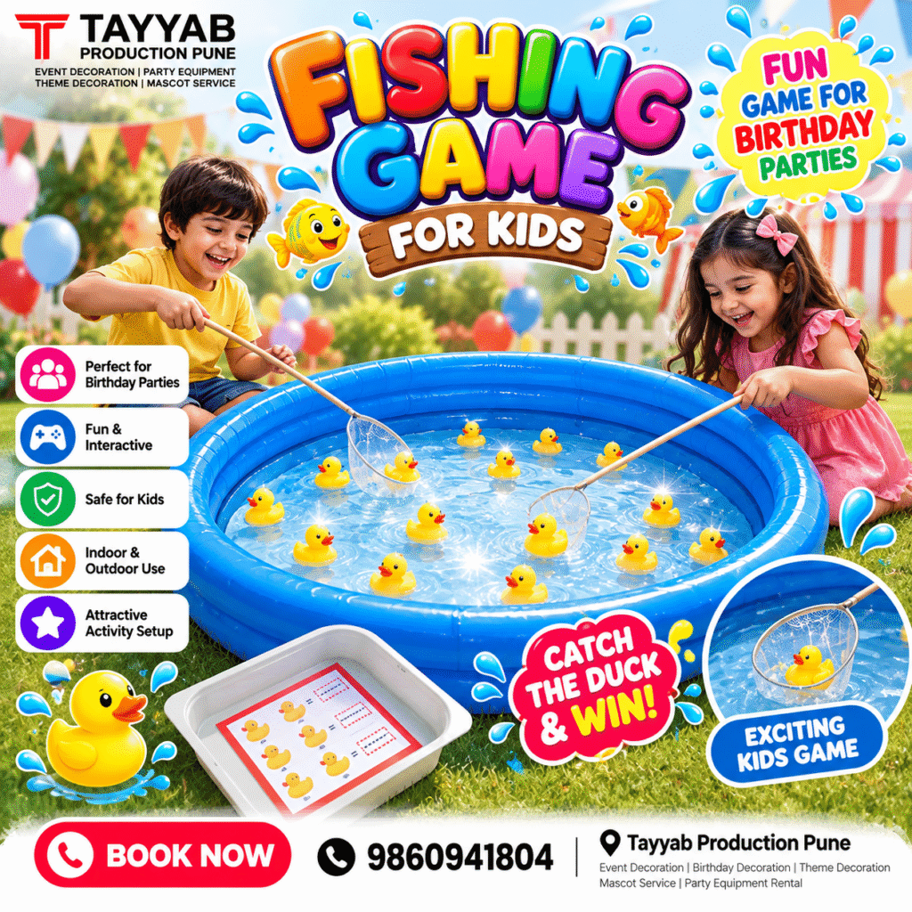 Fishing game for kids with duck fishing activity for birthday parties in Pune