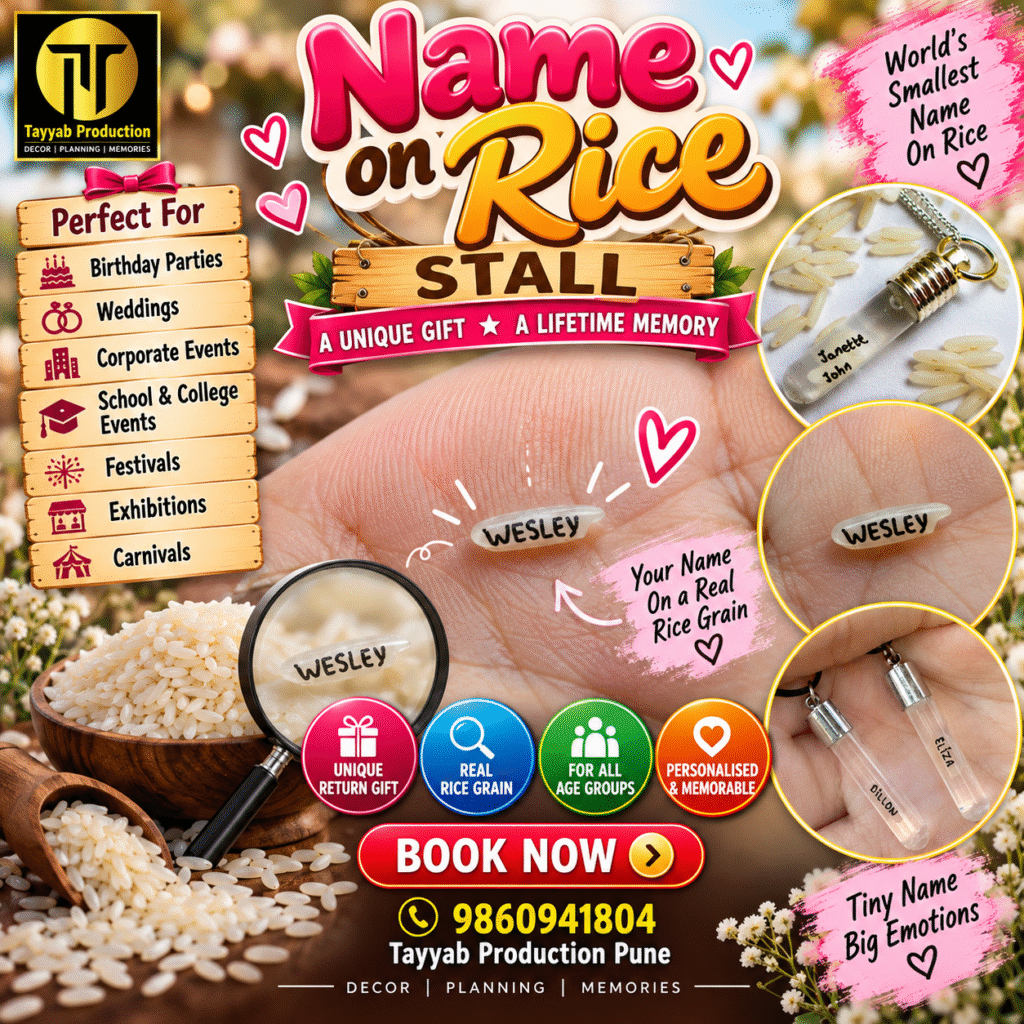 Name on Rice Activity Stall for Events in Pune