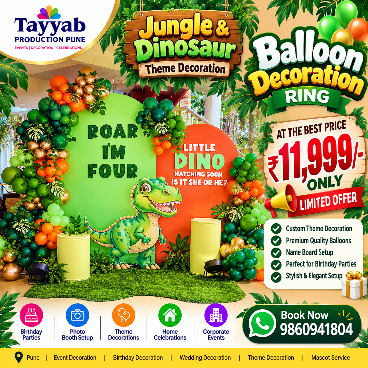 Jungle Dinosaur Theme Decoration in Pune