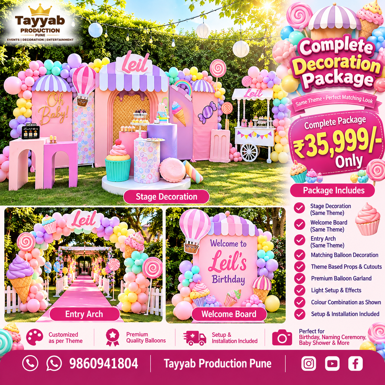 Sweet Shop Birthday Decoration Package in Pune | Tayyab Production