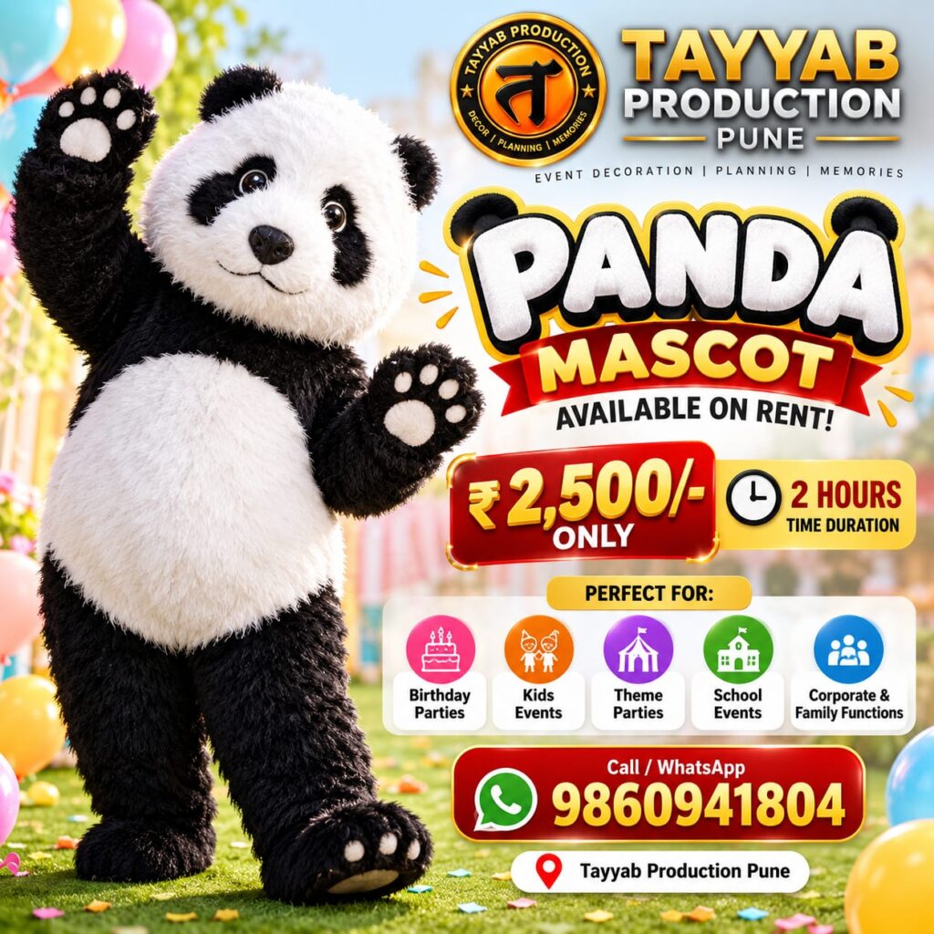 Panda mascot on rent in Pune for birthday parties and kids events
